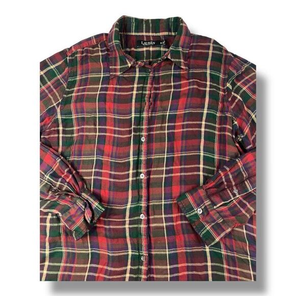Lauren Ralph Lauren Plaid Blouse Top Size Extra Large - Picture 2 of 6